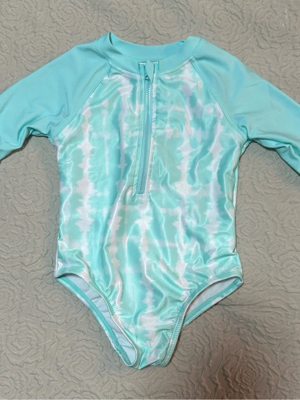 wonder nation Aqua Tie-Dye Long-Sleeve One-Piece Swimsuit